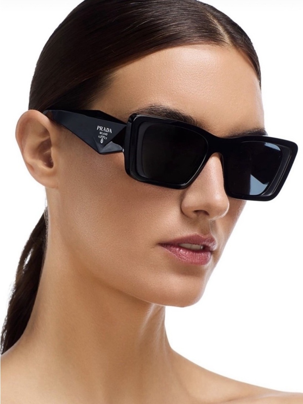 PRADA Sunglasses Black Large Geometric Symbole Acetate PR 08YS